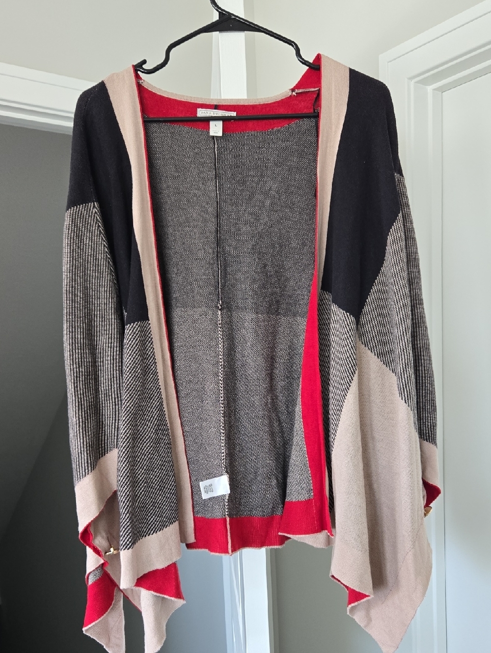 Open-Front Colorblock Draped Women's Sweater Cardigan